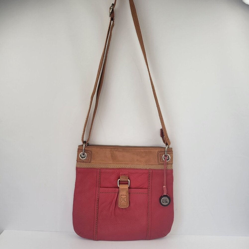 The Sak Kendra Crossbody Bag Red & Tan Leather With Adjustable Strap